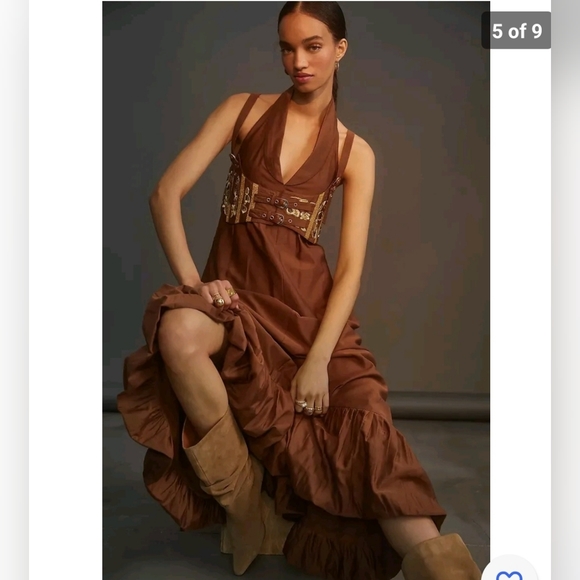 Anthropologie Flounced Maxi Dress Size 18 - Picture 4 of 8